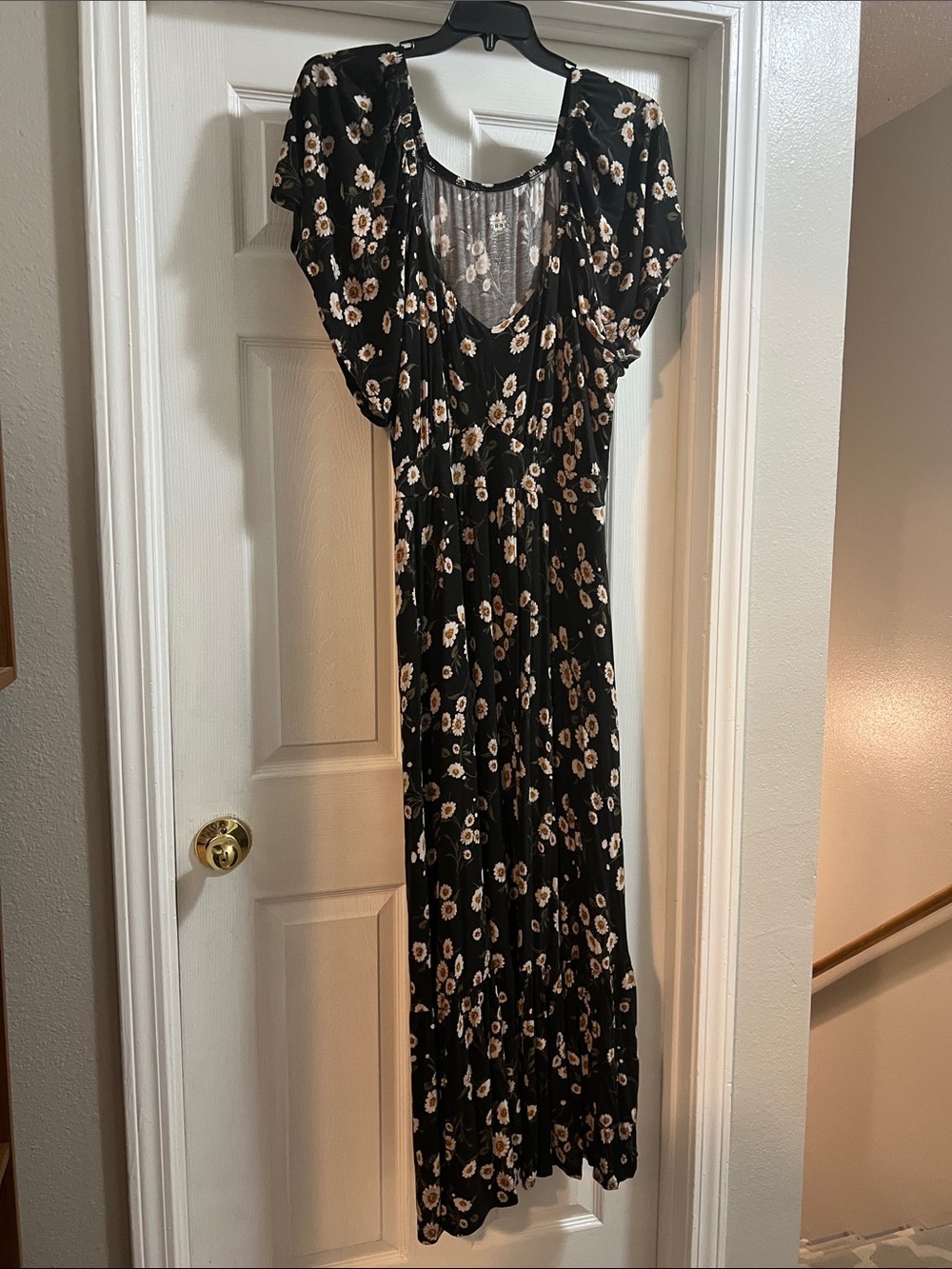 torrid Black Maxi Dress with White and Tan Floral Print